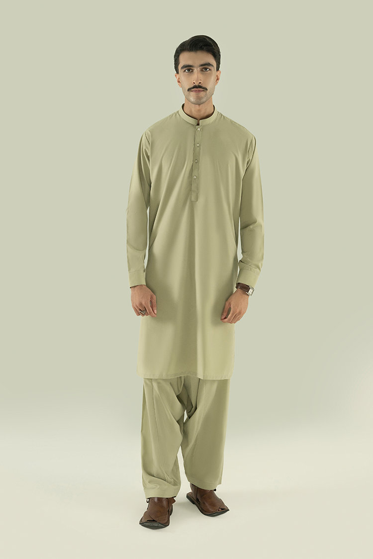 Wash & Wear | Green Ban Kameez Shalwar