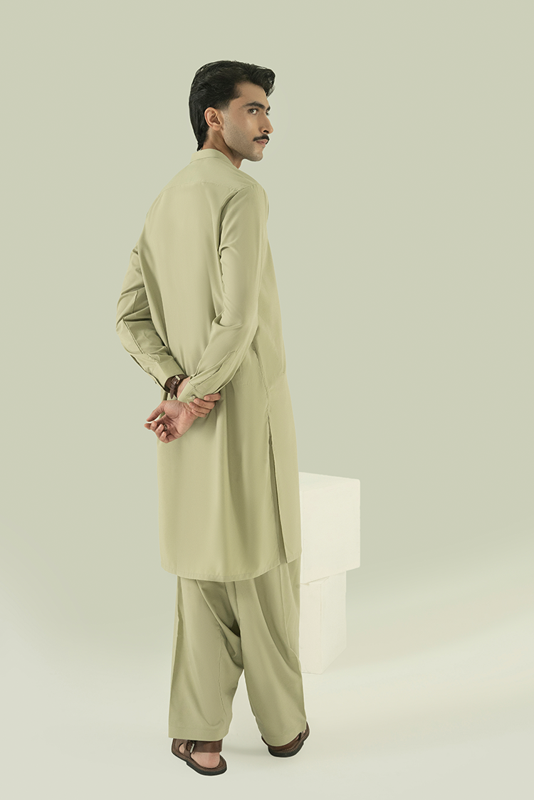 Wash & Wear | Green Ban Kameez Shalwar