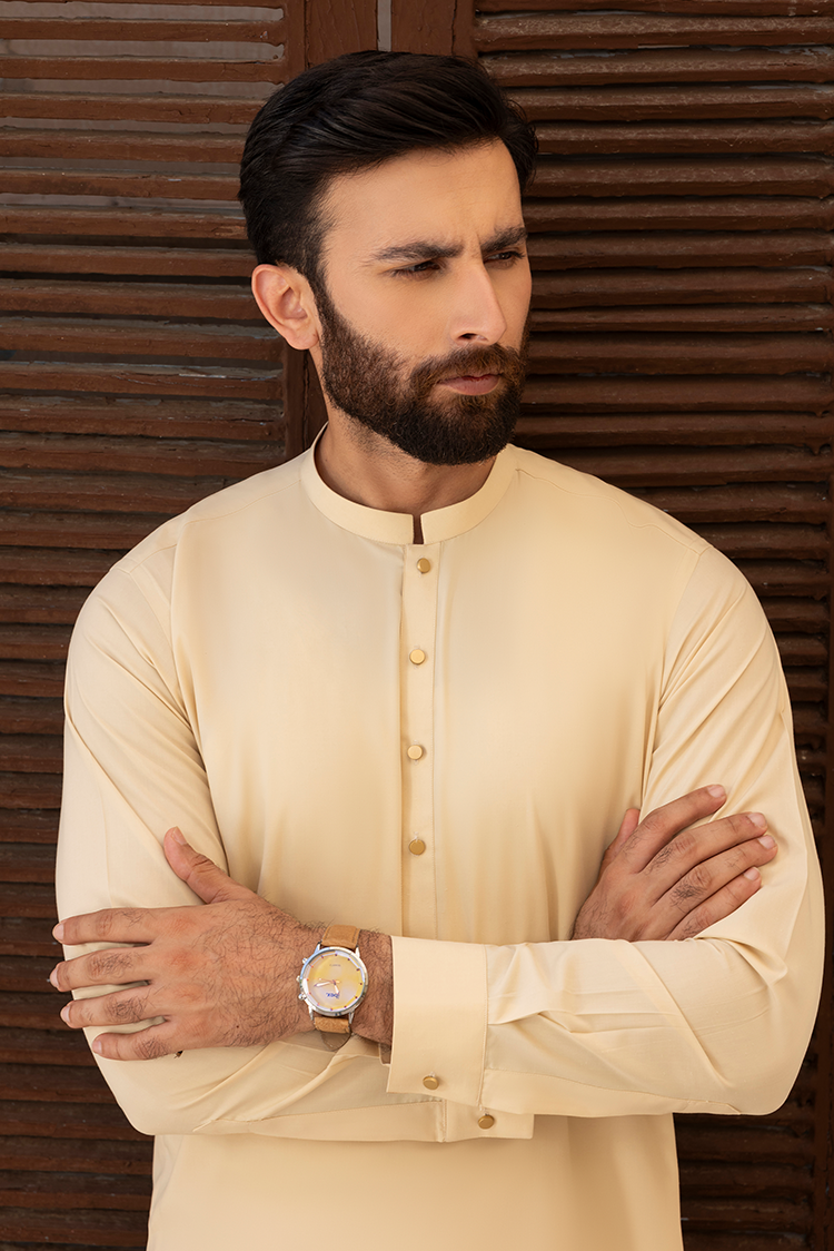 Wash & Wear | Cream Ban Shalwar Kameez