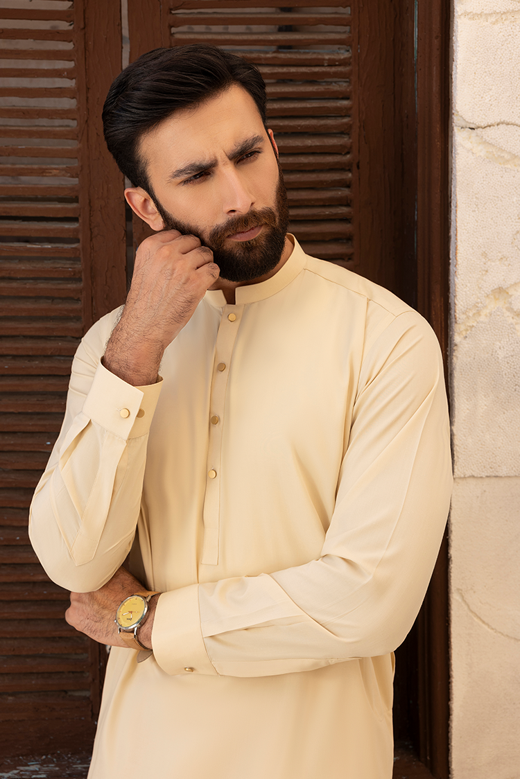 Wash & Wear | Cream Ban Shalwar Kameez