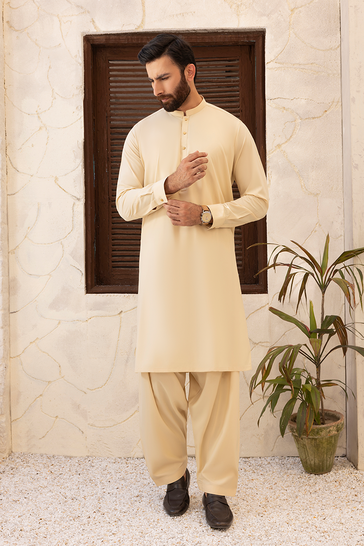 Wash & Wear | Cream Ban Shalwar Kameez