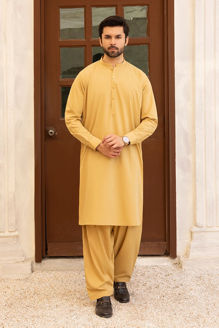 Wash & Wear | Mustard Ban Ban Kameez