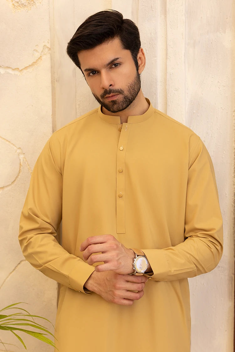 Wash & Wear | Mustard Ban Ban Kameez