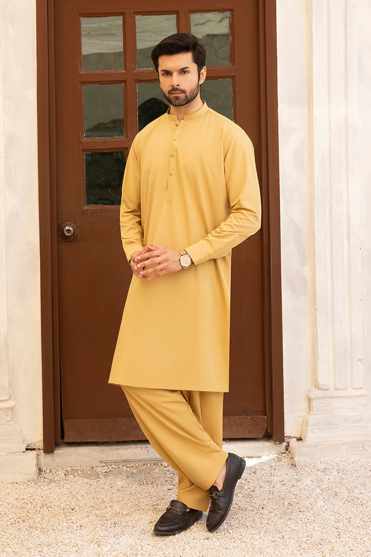 Wash & Wear | Mustard Ban Shalwar Kameez