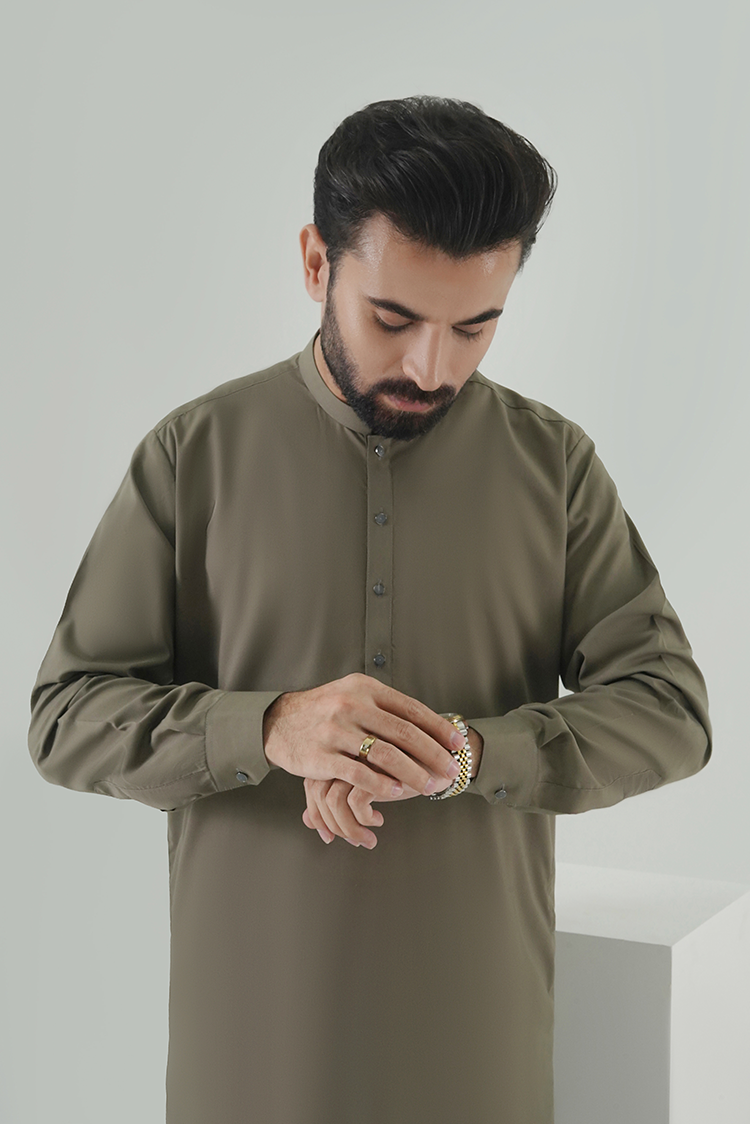 Wash & Wear | Olive Ban Kameez Shalwar