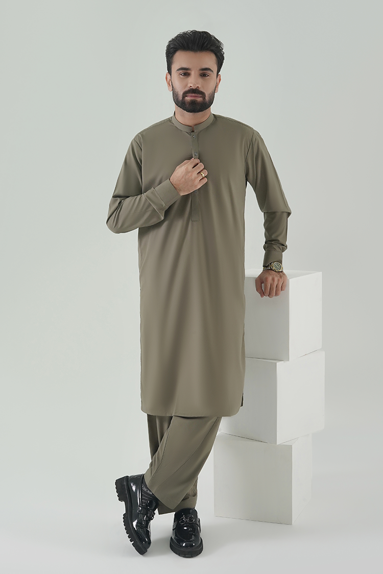 Wash & Wear | Olive Ban Kameez Shalwar