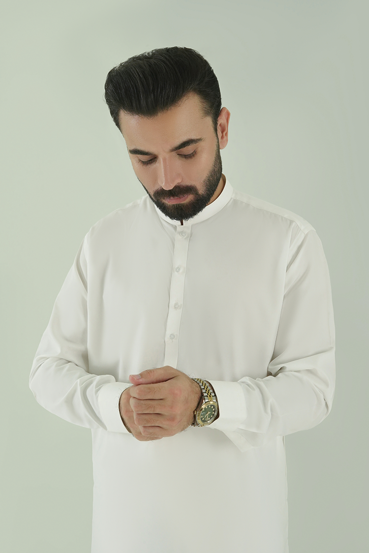 Wash & Wear | Off White Ban Kameez Shalwar