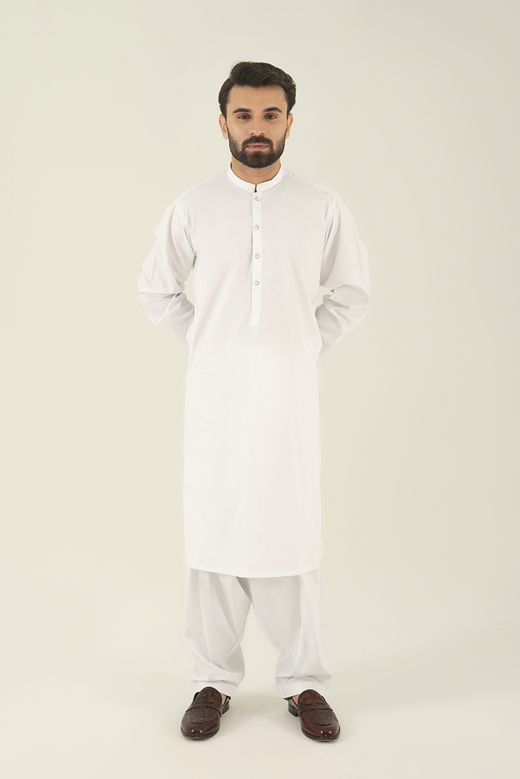 Wash & Wear | White Ban Kameez Shalwar