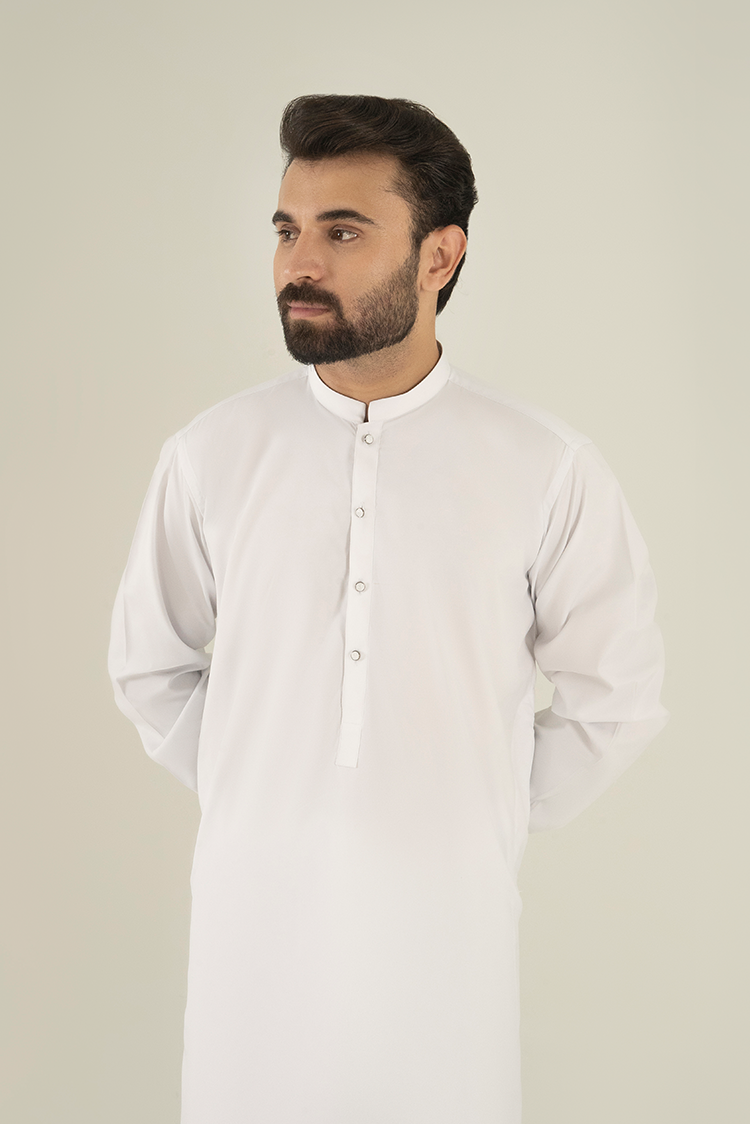 Wash & Wear | White Ban Kameez Shalwar