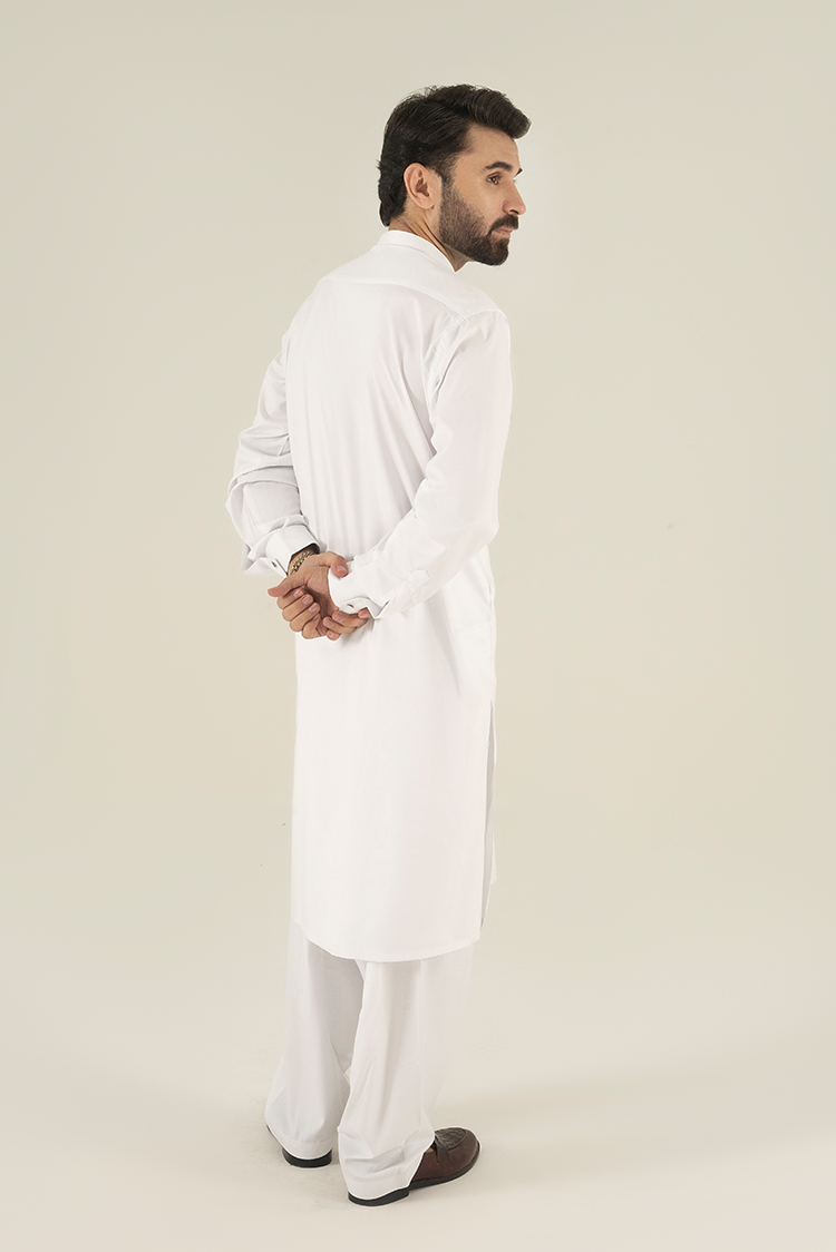 Wash & Wear | White Ban Kameez Shalwar