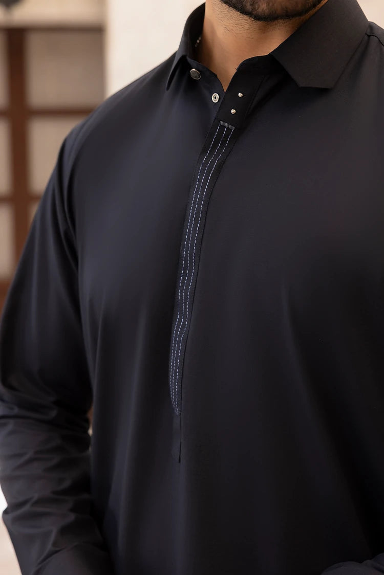 Wash & Wear | Black Collar Shalwar kameez
