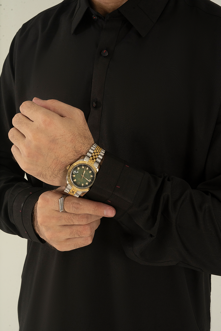Wash & Wear | Black Collar Kameez Shalwar