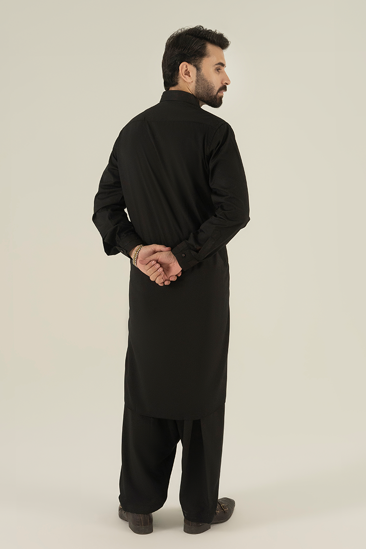 Wash & Wear | Black Collar Kameez Shalwar