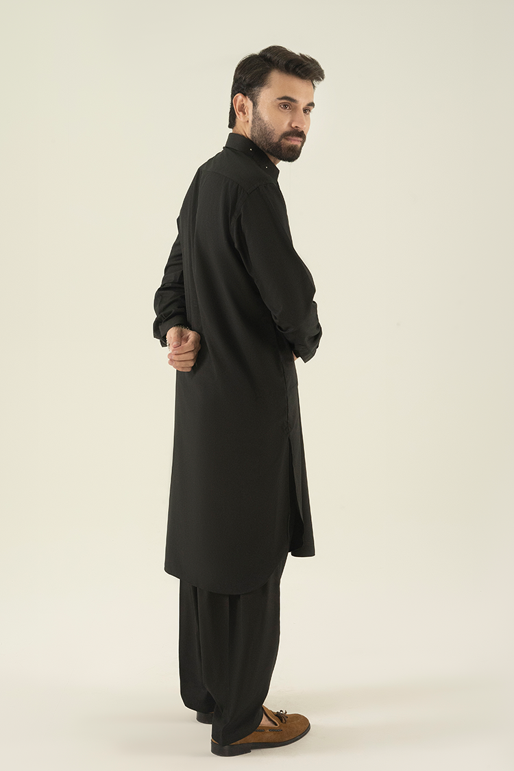 Wash & Wear | Black Collar Kameez Shalwar