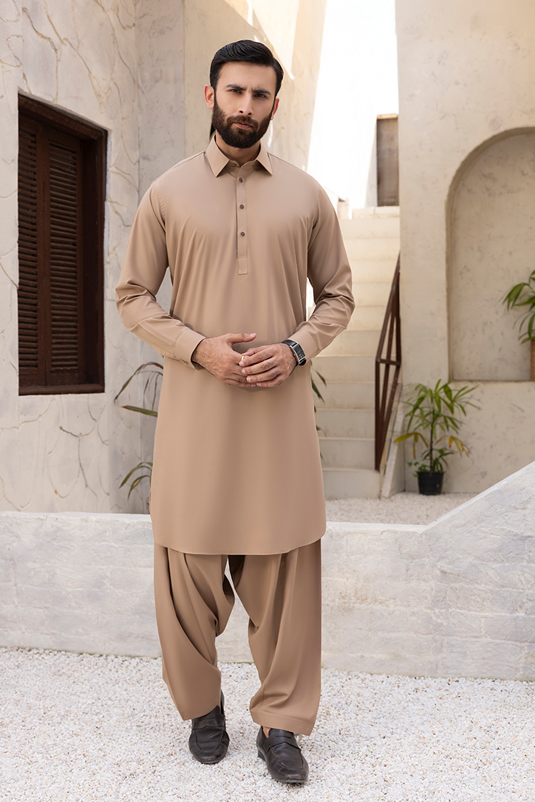 Wash & Wear | Caramel Collar Shalwar Kameez