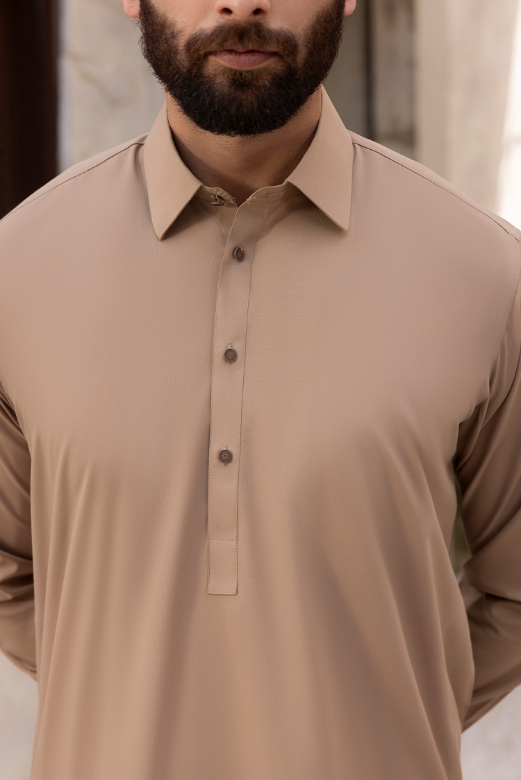 Wash & Wear | Caramel Collar Shalwar Kameez