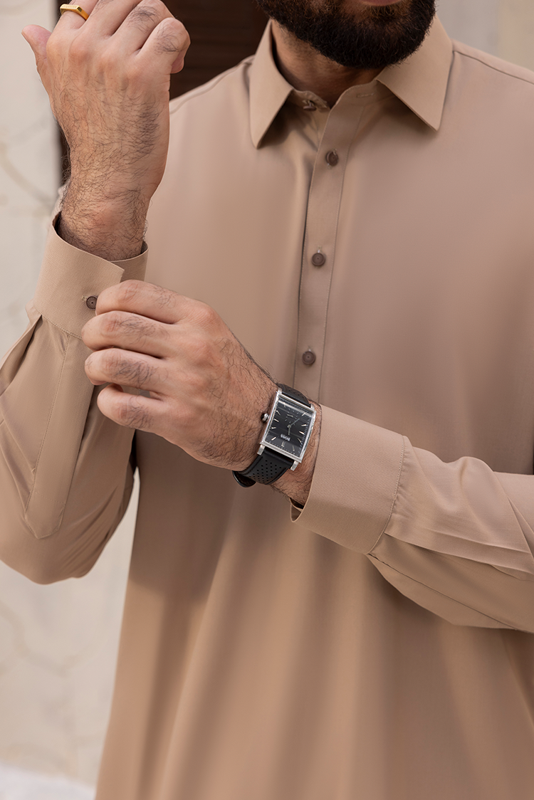 Wash & Wear | Caramel Collar Shalwar Kameez