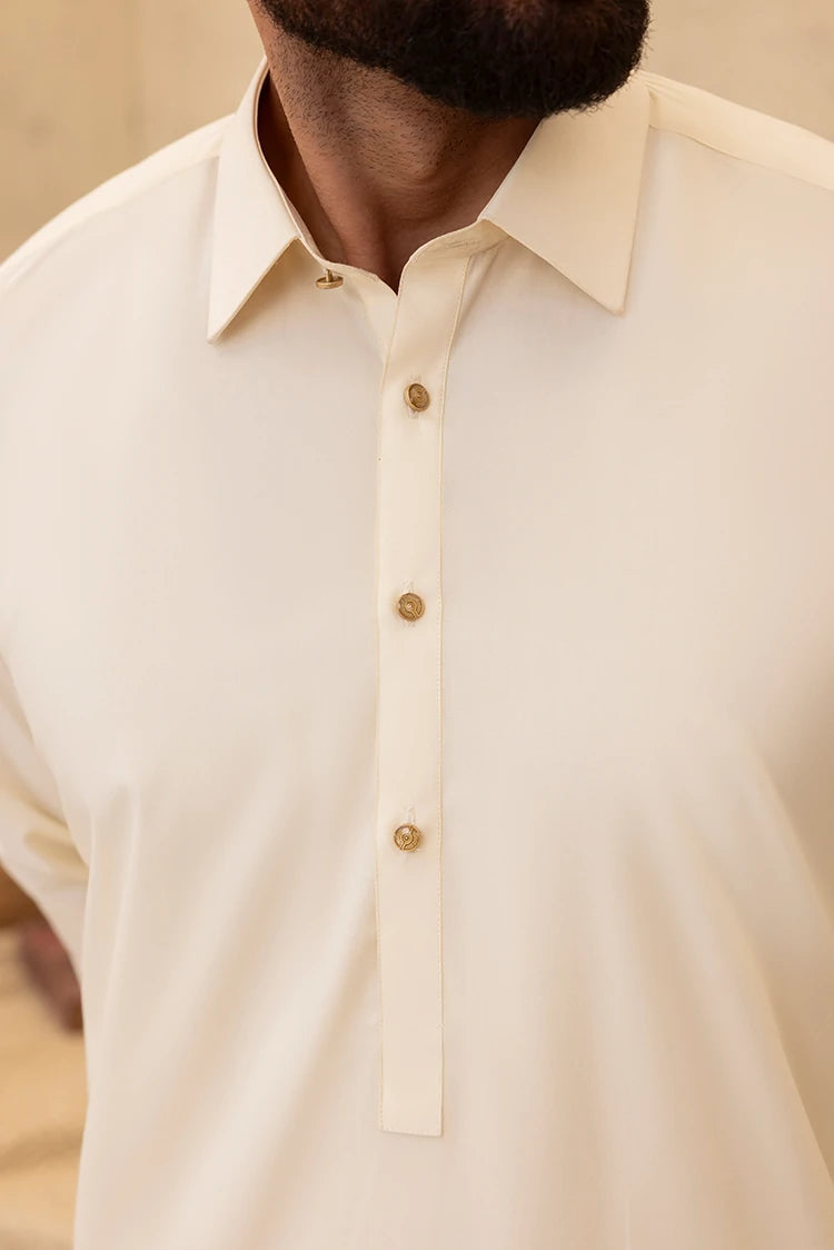 Wash & Wear | Cream Collar Shalwar Kameez