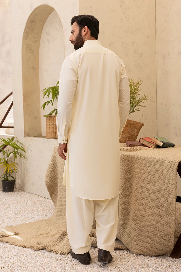 Wash & Wear | Cream Collar Shalwar Kameez