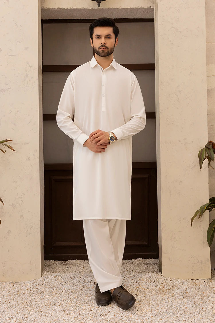 Wash & Wear | Off White Ban Shalwar Kameez