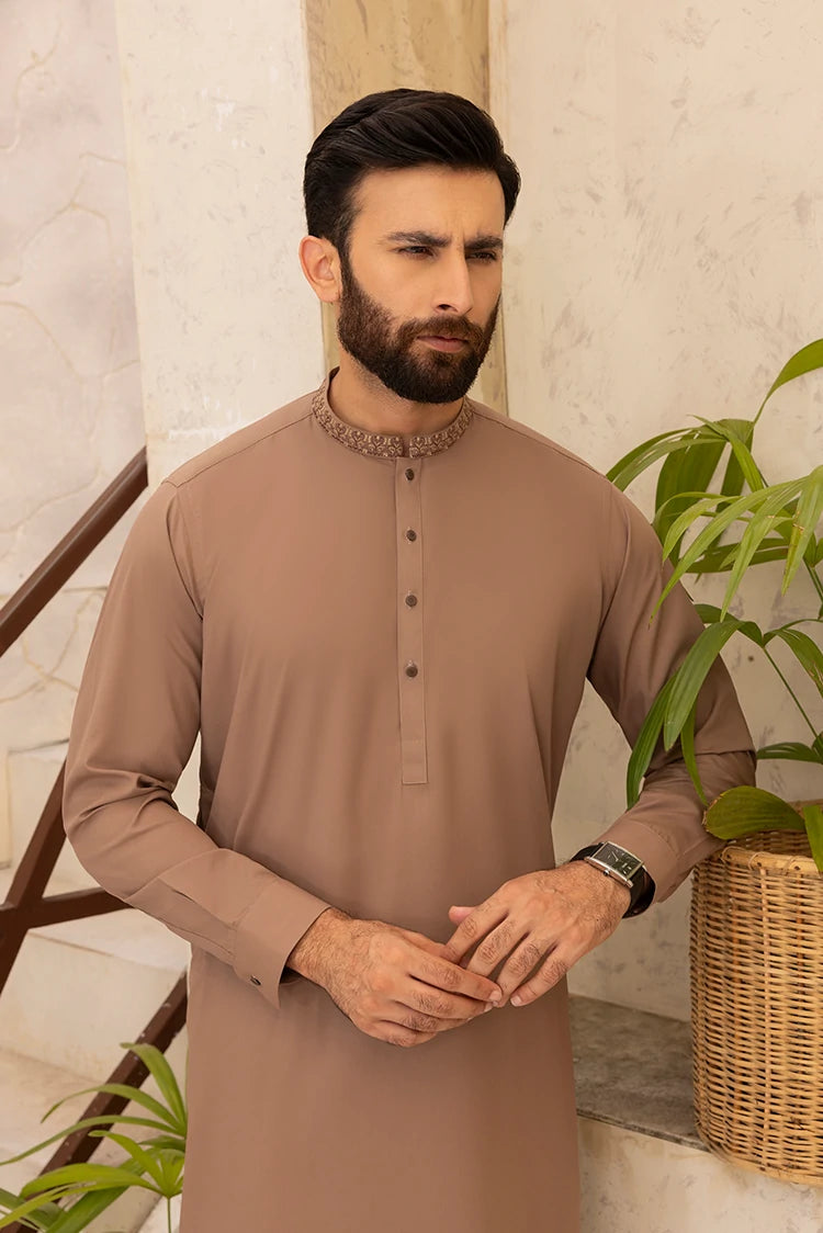 Wash & Wear | Brown Ban Shalwar Kameez