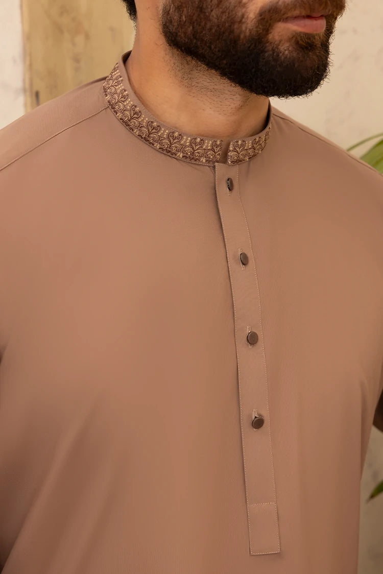 Wash & Wear | Brown Ban Shalwar Kameez