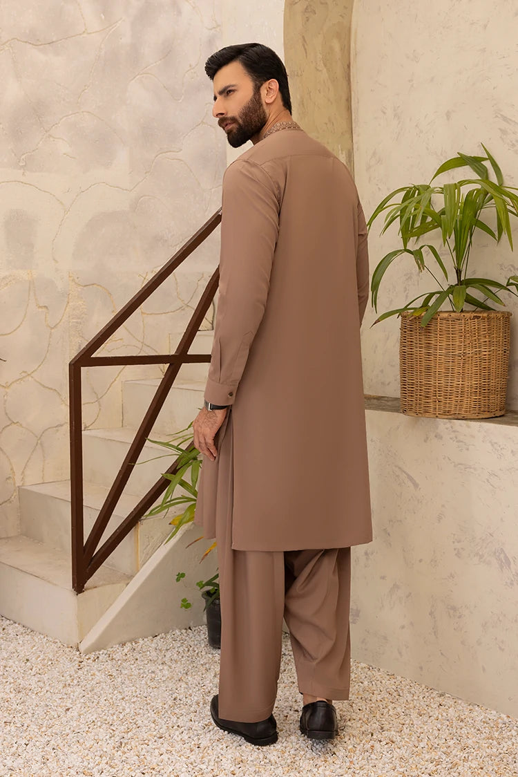 Wash & Wear | Brown Ban Shalwar Kameez