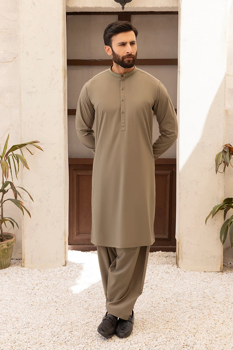 Wash & Wear | Olive Ban Shalwar Kameez