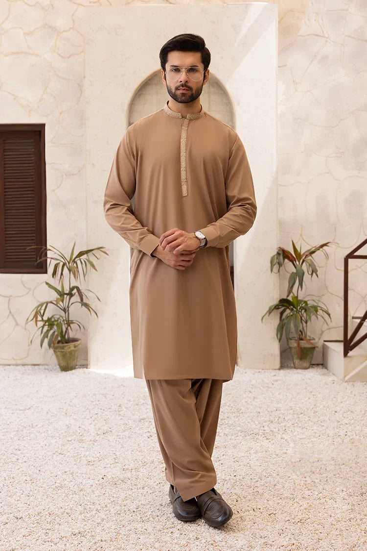Wash & Wear | Brown Ban Shalwar Kameez