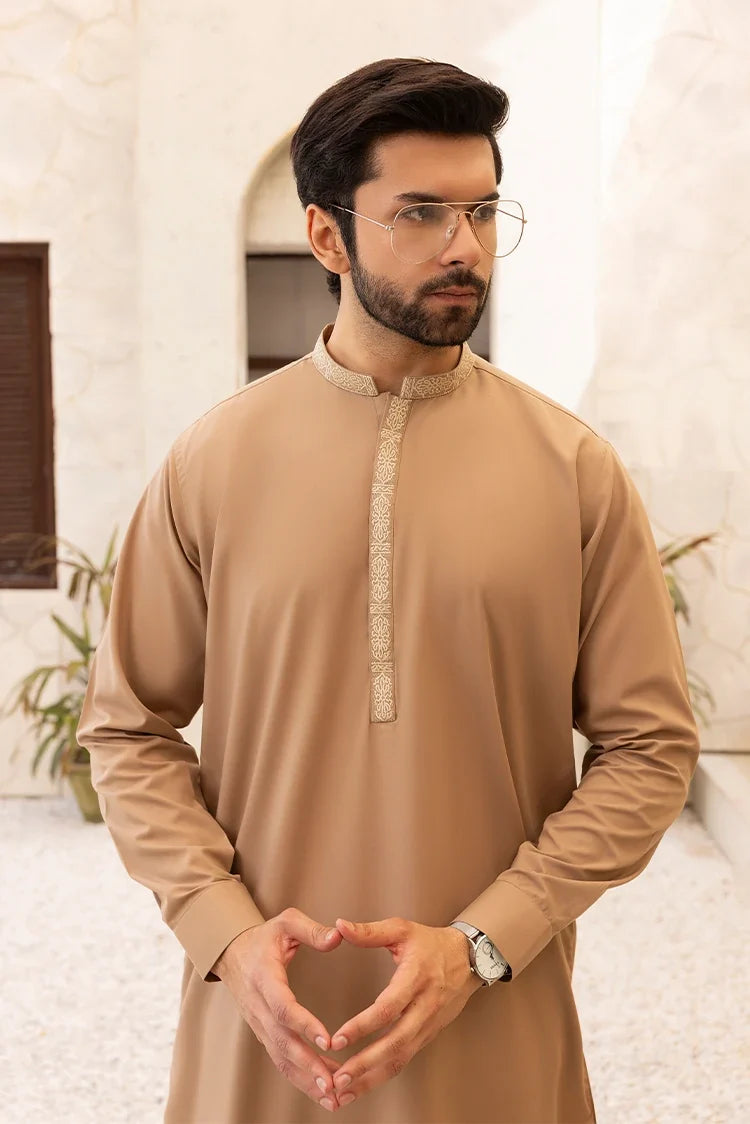 Wash & Wear | Brown Ban Shalwar Kameez