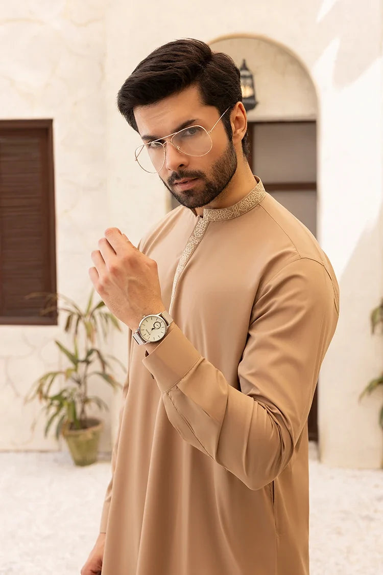 Wash & Wear | Brown Ban Shalwar Kameez