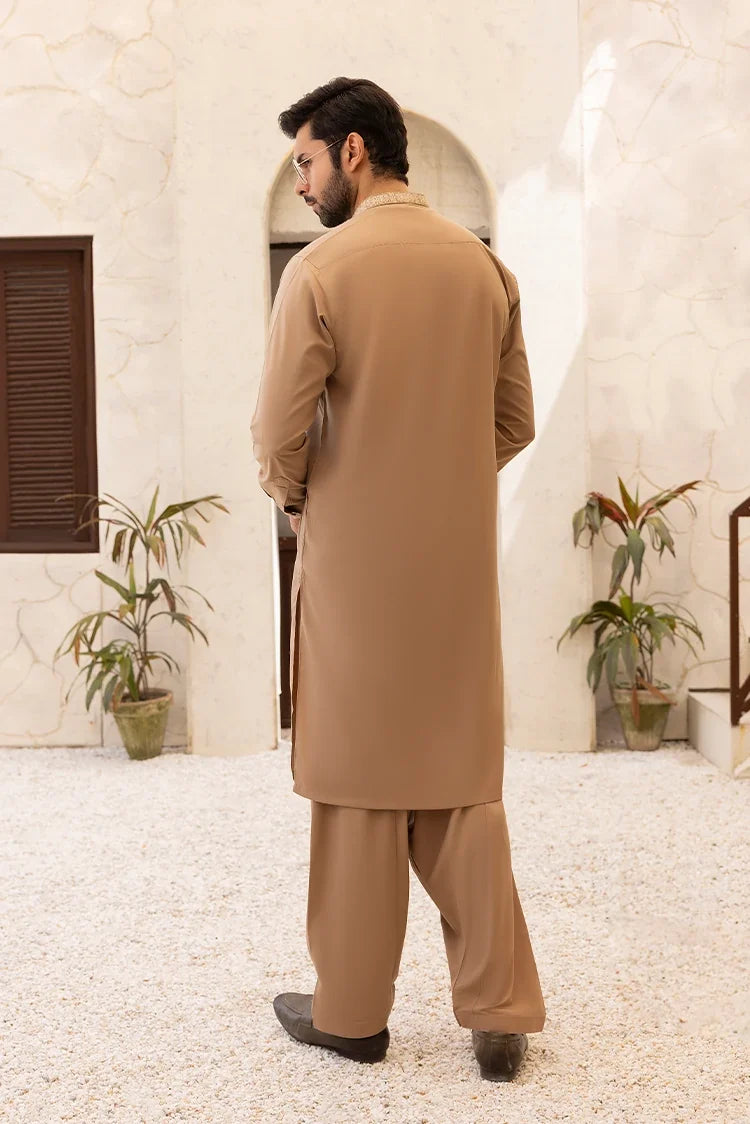 Wash & Wear | Brown Ban Shalwar Kameez