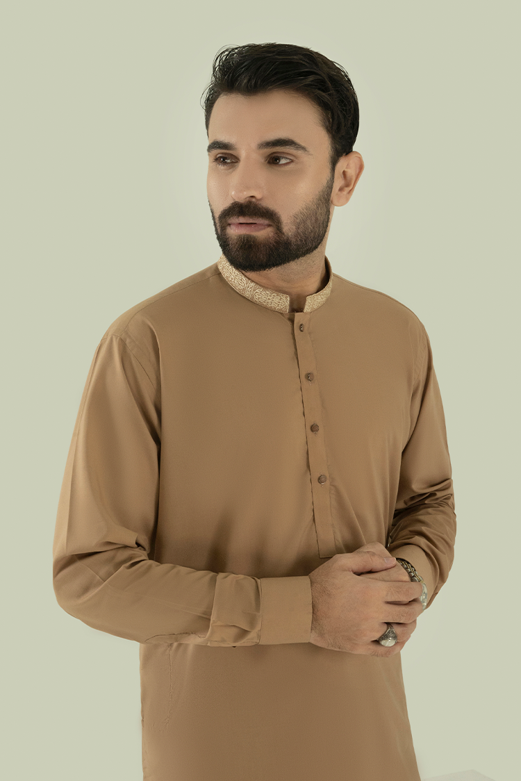 Wash & Wear | Brown Ban Kameez Shalwar