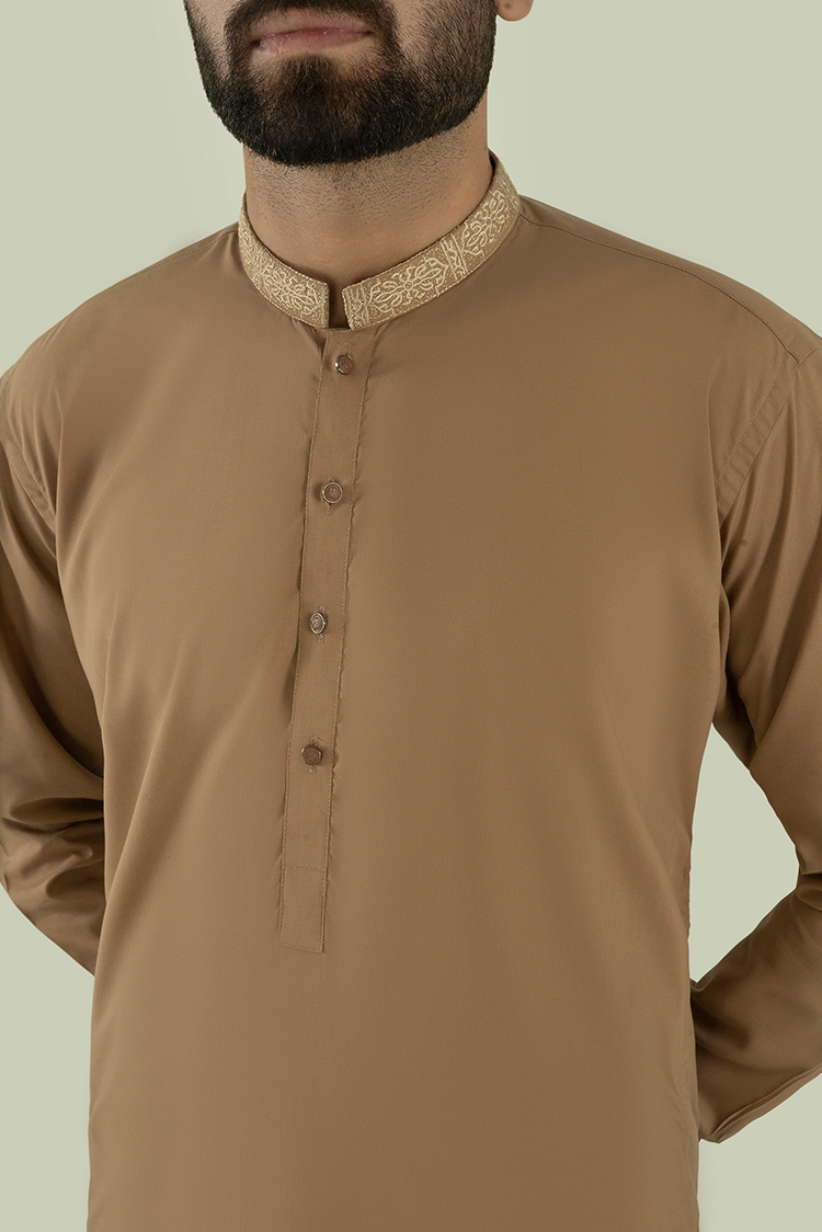 Wash & Wear | Brown Ban Kameez Shalwar