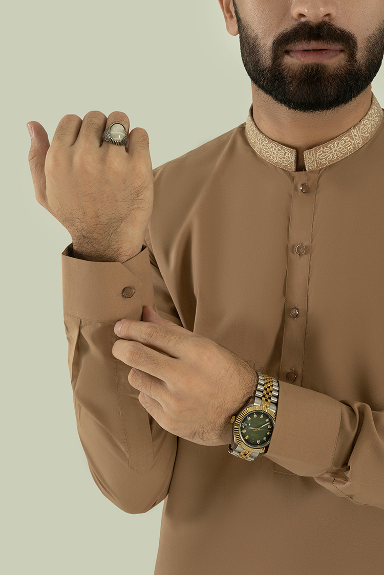 Wash & Wear | Brown Ban Kameez Shalwar