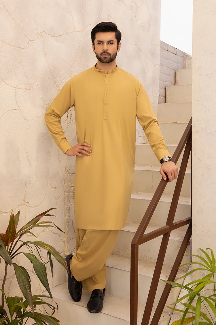 Wash & Wear | Mustard Ban Shalwar Kameez