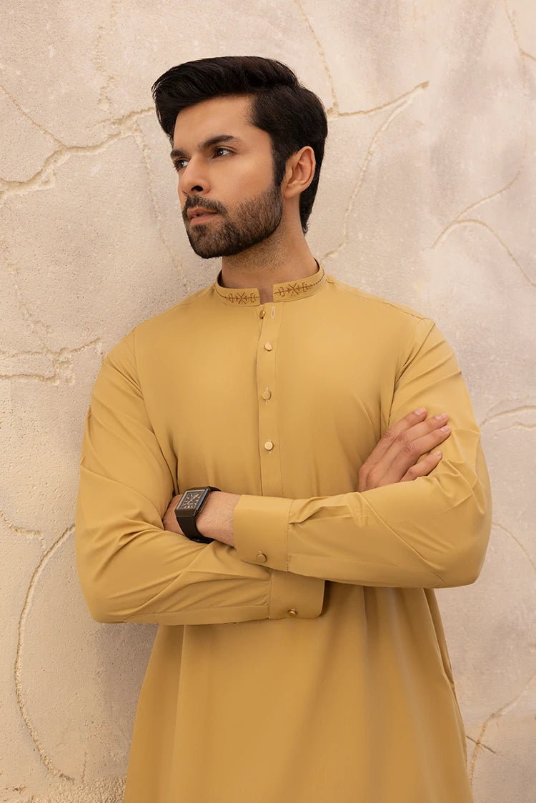 Wash & Wear | Mustard Ban Shalwar Kameez