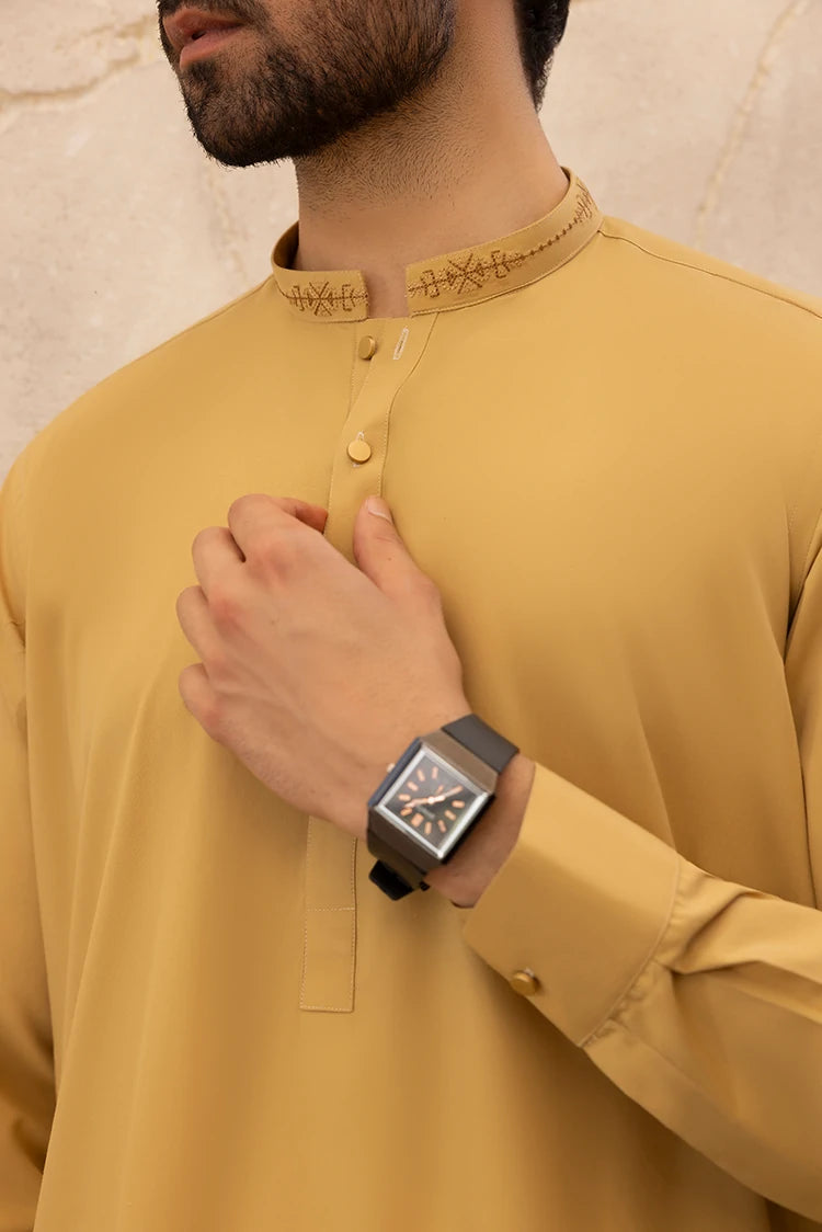 Wash & Wear | Mustard Ban Shalwar Kameez