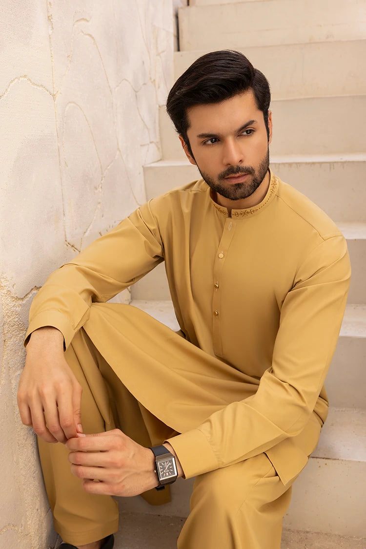 Wash & Wear | Mustard Ban Shalwar Kameez