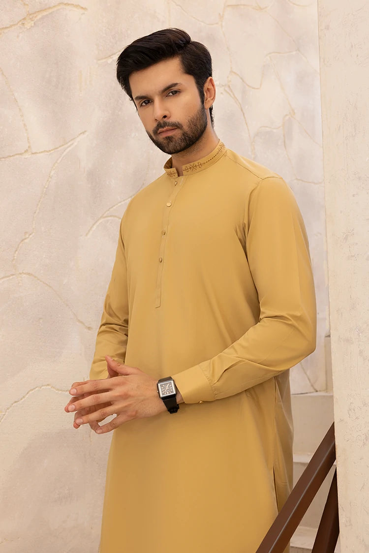 Wash & Wear | Mustard Ban Shalwar Kameez