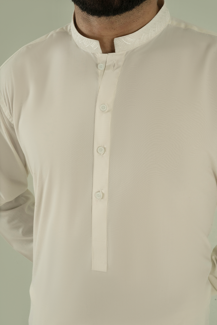 Wash & Wear | Off White Ban Kameez Shalwar