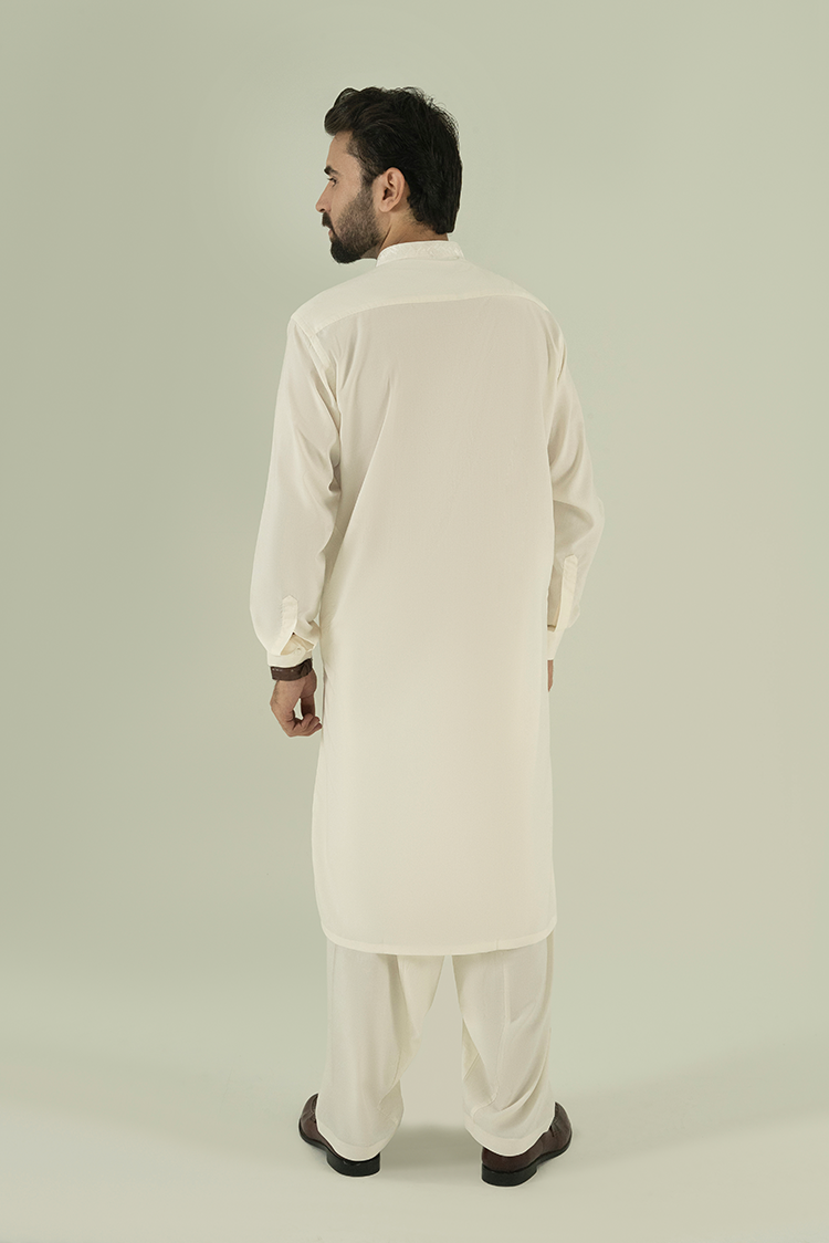 Wash & Wear | Off White Ban Kameez Shalwar