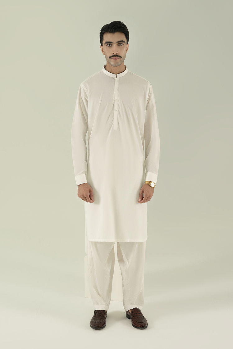 Wash & Wear | White Ban Kameez Shalwar