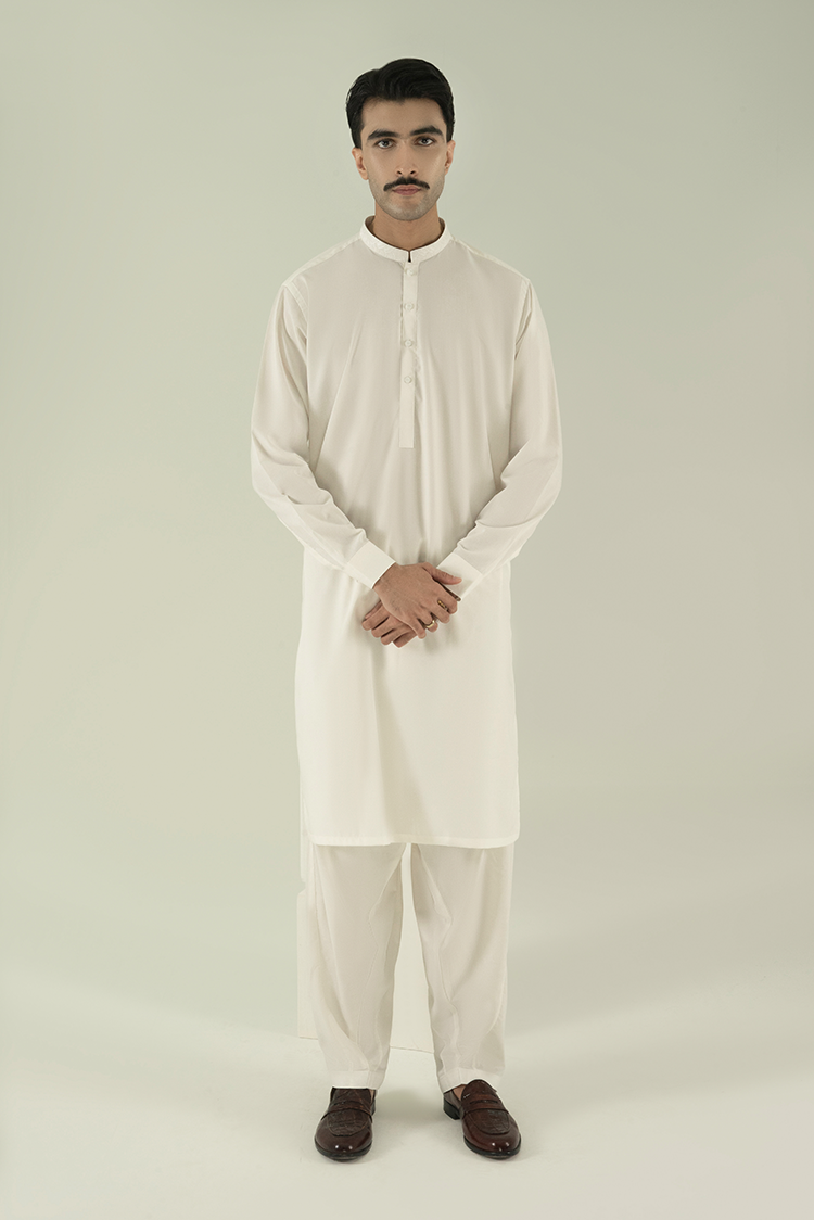 Wash & Wear | White Ban Kameez Shalwar