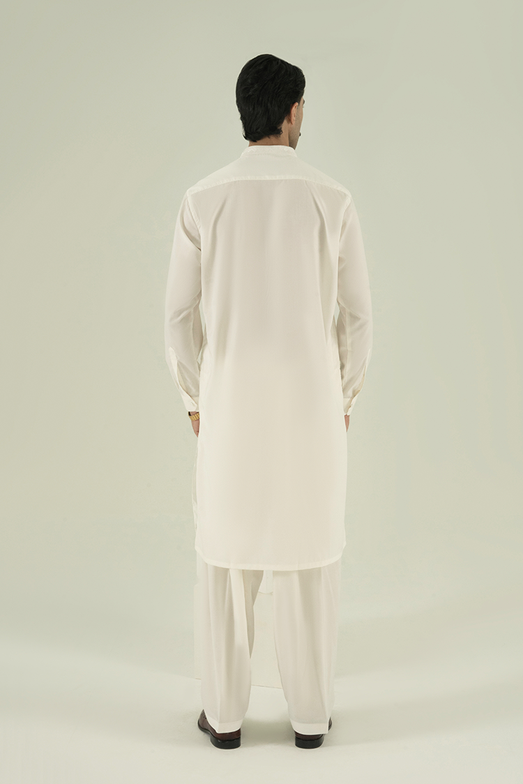 Wash & Wear | White Ban Kameez Shalwar
