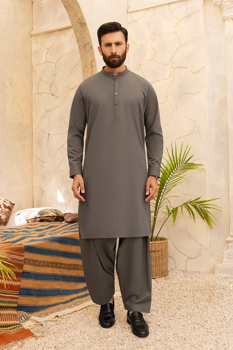 Wash & Wear | Steal Grey Ban Shalwar Kameez