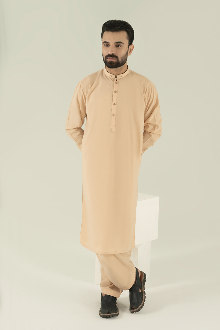 Wash & Wear | Beige Ban Kameez Shalwar