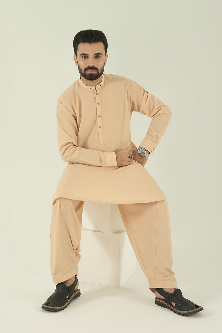 Wash & Wear | Beige Ban Kameez Shalwar
