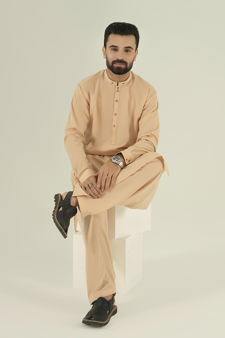 Wash & Wear | Beige Ban Kameez Shalwar