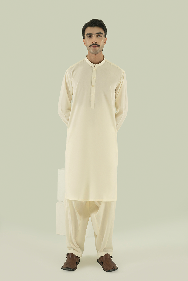 Wash & Wear | Cream Ban Kameez Shalwar